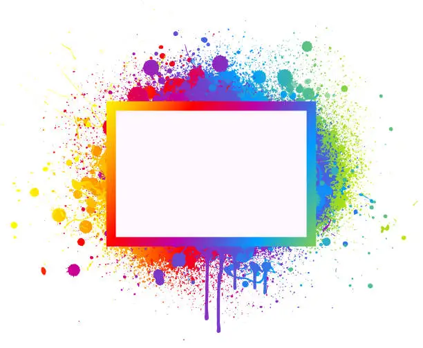 Vector illustration of Rainbow paint splash frame