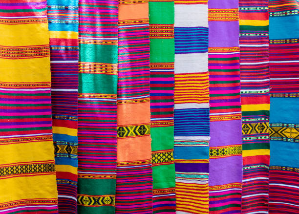 hand made colorful scarf, Ethiopia Traditional Ethiopian textiles, hand made colorful scarf on market, Lake Tana Ethiopia east africa stock pictures, royalty-free photos & images