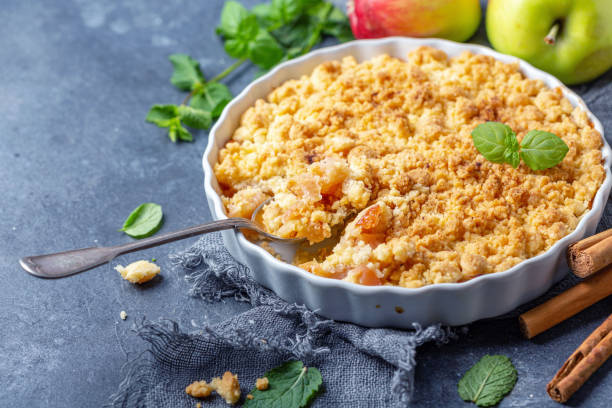 istock Homemade apple crumble with cinnamon. 1166139717