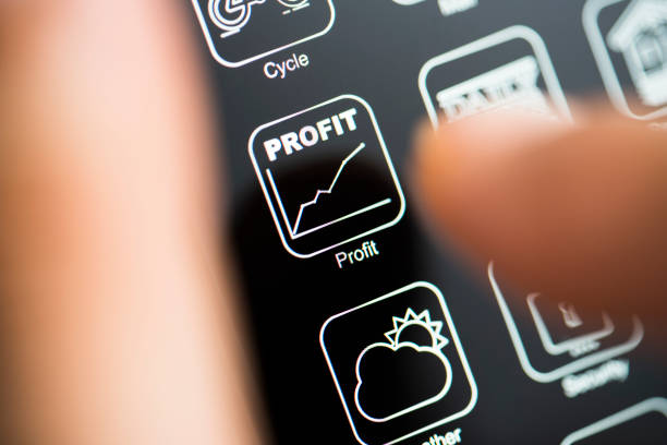 istock Profit app logo on dark mode phone screen 1166144390