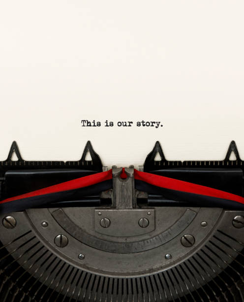 das ist unsere geschichte - typewriter storytelling fairy tale book stock-fotos und bilder