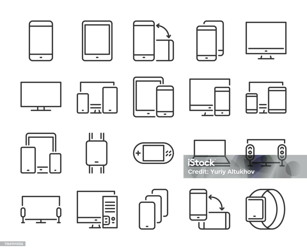 Pictogram van het apparaat. Elektronische en apparaten lijn icons set. Bewerkbare lijn. Pixel perfect. - Royalty-free Pictogram vectorkunst