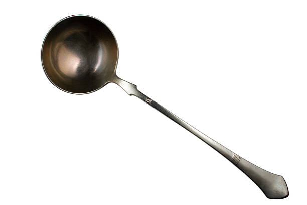 Antique platinum ladle which is rare today, isolated on white background with clipping path.