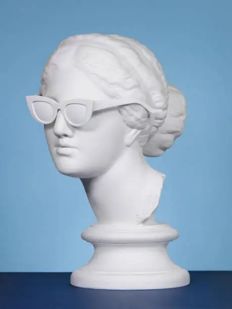 Photo of Plaster head wearing sunglasses