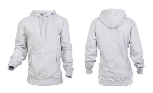 istock Blank gray hoodie frontside and backside isolated on a white background 1166153509
