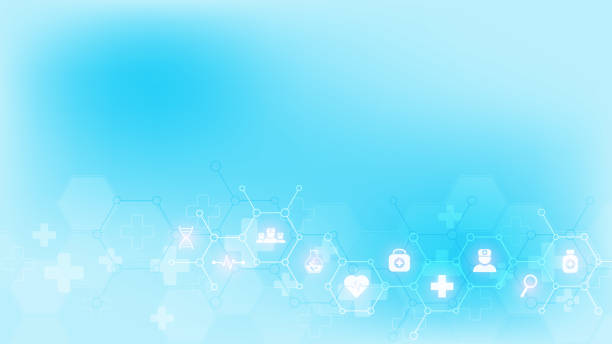 istock Abstract medical background with flat icons and symbols. Template design with concept and idea for healthcare technology, innovation medicine, health, science and research. 1166155176