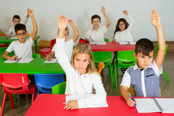 istock Pupils raising hands to answer 1166156222