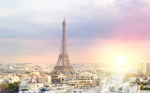 istock Sunset Eiffel tower and Paris city view form Triumph Arc. Eiffel Tower from Champ de Mars, Paris, France. Beautiful Romantic background 1166159259
