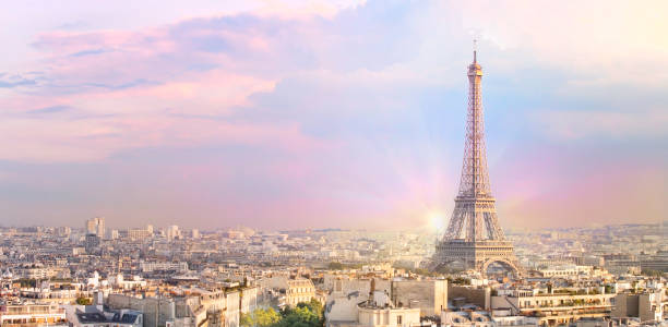 istock Sunset Eiffel tower and Paris city view form Triumph Arc. Eiffel Tower from Champ de Mars, Paris, France. Beautiful Romantic background 1166159803