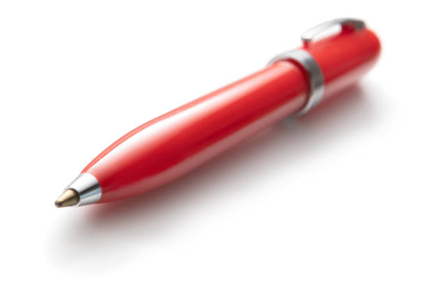 istock Office: Red Ballpoint Pen Isolated on White Background 1166160259
