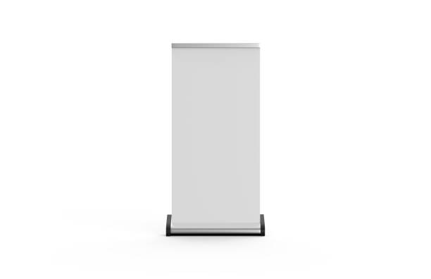 White blank empty business roll up and standee banner display mock up template for your design presentation, 3d illustration