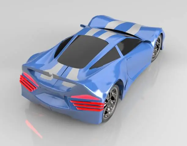 Photo of Modern blue sports car ,3d ,render.