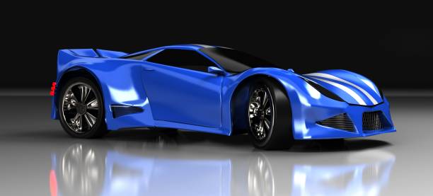 Modern blue sports car ,3d ,render.