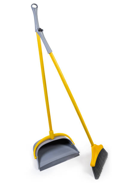 istock Plastic broom for sweeping floors with dustpan on white background 1166164816