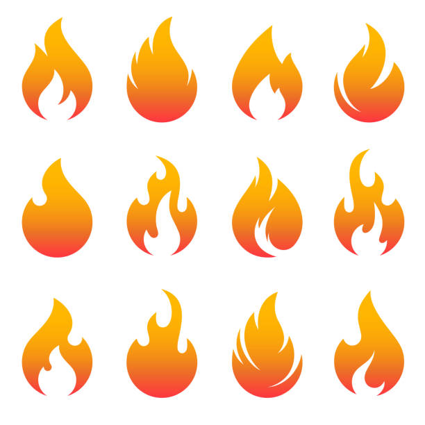 feuer flamme setzen vektor-symbol. - flame fire fireball exploding stock-grafiken, -clipart, -cartoons und -symbole