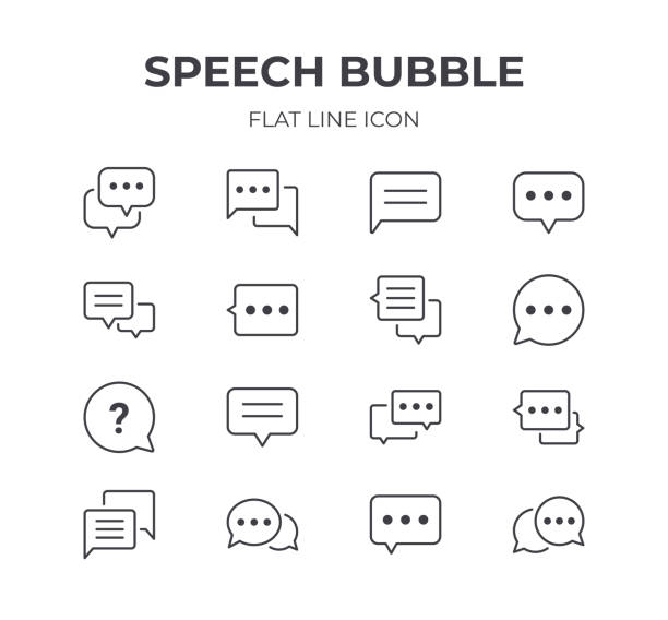 ilustraciones, imágenes clip art, dibujos animados e iconos de stock de conjunto de iconos de burbuja sin voz - twitter