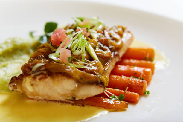 istock Gourmet grilled fish dish served in smart restaurant 1166167687