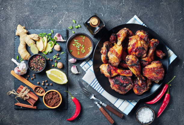 Spicy Grilled Jerk Chicken on a plate