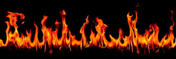 Fire flames on Abstract art black background