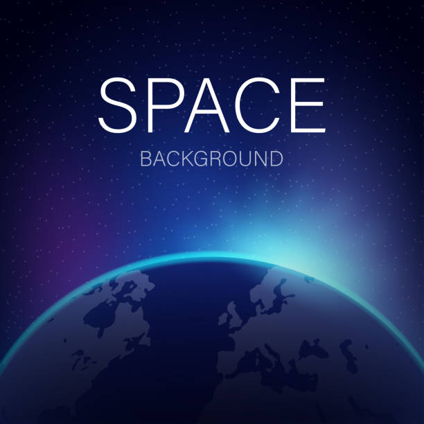 istock Dawn from space. Dawn from space. Rising sun behind the earth. Vector stock illustration. 1166173999