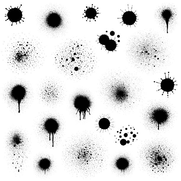 ilustrações de stock, clip art, desenhos animados e ícones de grunge ink blots - spraying