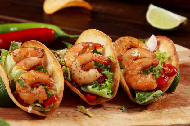 istock Fresh fried Prawns and Shrimps in Tortilla Wrap Sandwich 1166181246