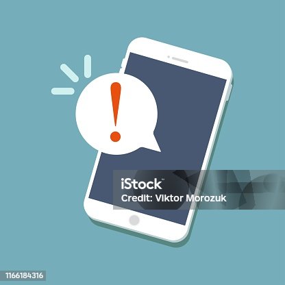 istock Alert notification on the smartphone screen. 1166184316