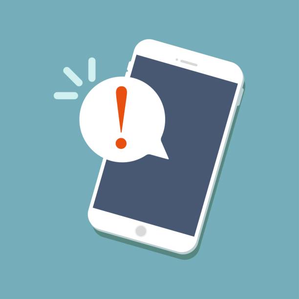 Alert notification on the smartphone screen. Alert notification on the smartphone screen. Flat vector anonymous letter stock illustrations