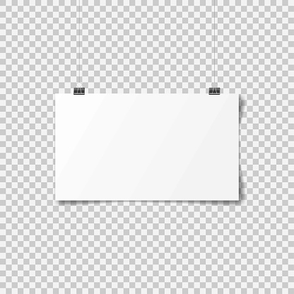 Empty Paper Rectangular Horizontal White Poster Hanging Mock Up Empty Paper Blank Horizontal Template ...