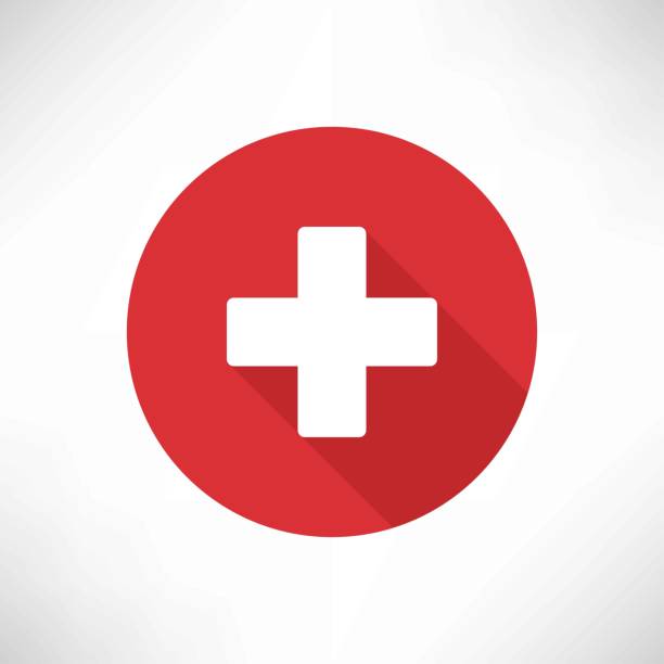 ilustrações de stock, clip art, desenhos animados e ícones de plus icon vector. add icon. addition sign. medical plus icon on red circle with plus shadow - medical cross