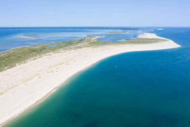 aerial view of monomoy island, cape cod, ma - nauset beach imagens e fotografias de stock