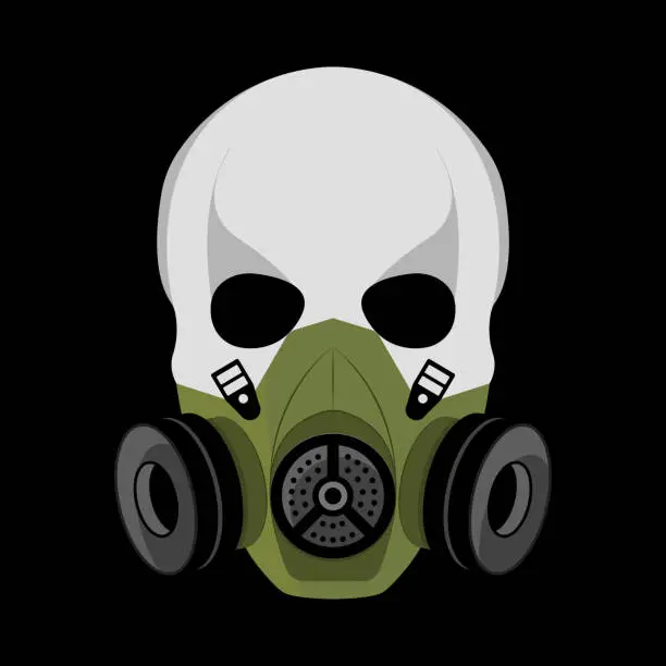 Vector illustration of Skull in gas mask illustration. Toxicity emblem