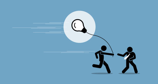 Businessman passing the idea to another person. Vector artwork depicts a runner passing a job, task, and idea to another guy to continue working on it. Concept of teamwork, pass over and continuation. professional runner stock illustrations