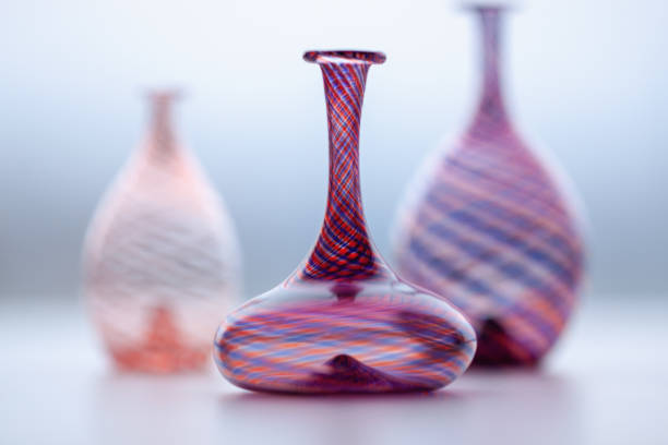 glass souvenirs, small vases from murano island - murano imagens e fotografias de stock