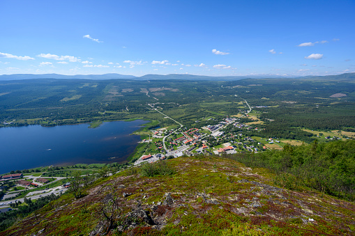 The city of Funasdalen seen from the top of the ski resort of Funasdalsberget at summer.