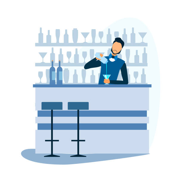 Cartoon Barman Preparing Alcoholic Cocktail At Bar Stock Illustration -  Download Image Now - Bartender, Bar - Drink Establishment, Activity - iStock