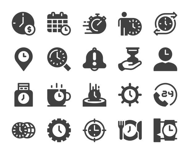 Time Management - Icons Time Management Icons Vector EPS File. clock clipart stock illustrations
