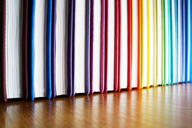 Colorful Books on a Bookshelf stock photo