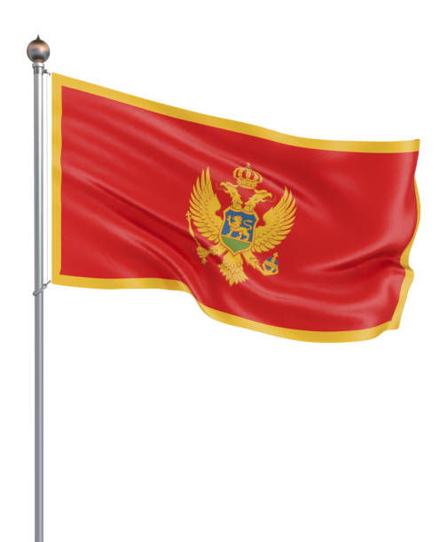 istock Montenegro flag blowing in the wind. Background texture. 3d rendering, wave. - Illustration. Isolated on white. 1166194714