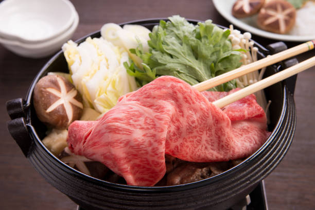 istock Kuroge Wagyu beef marbled shoulder loin sukiyaki 1166195527