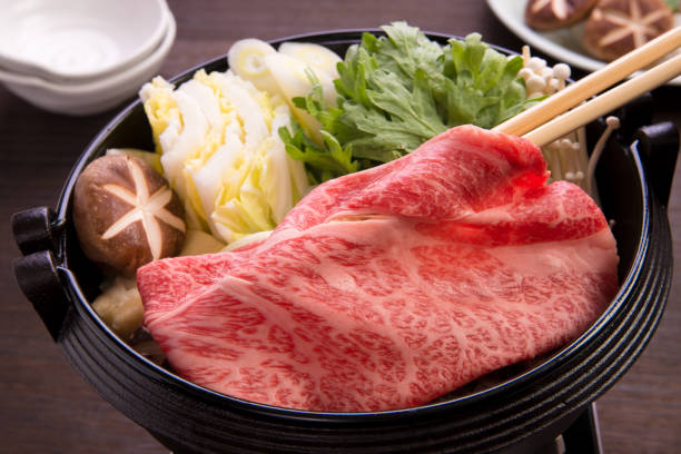istock Kuroge Wagyu beef marbled shoulder loin sukiyaki 1166195621