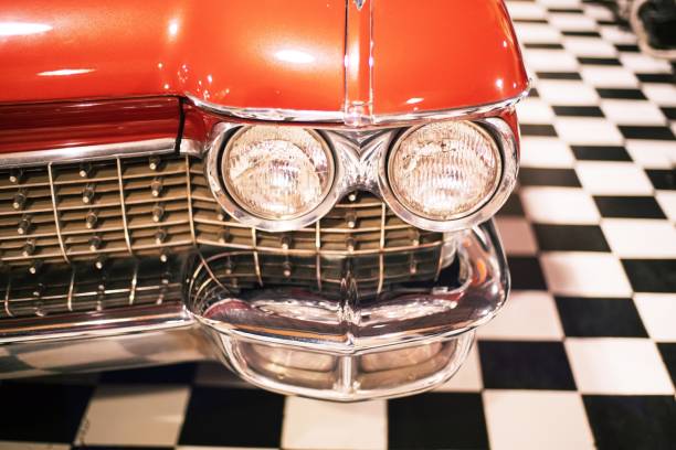istock Headlight lamp vintage classic retro car at retro garage 1166195700