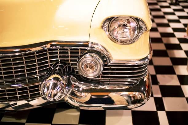 istock Headlight lamp vintage classic retro car at retro garage 1166195741