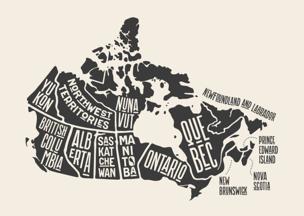 mapa kanada. mapa plakatu prowincji i terytoriów kanady - alberta map cartography canada stock illustrations