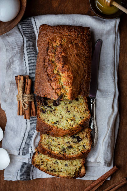 homemade orange cake with zucchini and chocolate