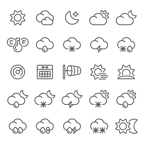 ilustrações, clipart, desenhos animados e ícones de ícones do tempo - barometer heat thermometer sun