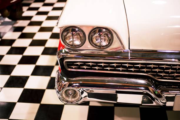 istock Headlight lamp vintage classic retro car at retro garage 1166207855
