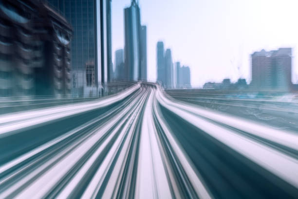 istock Abstract motion-blurred view from a moving train in Dubai, UAE 1166212783