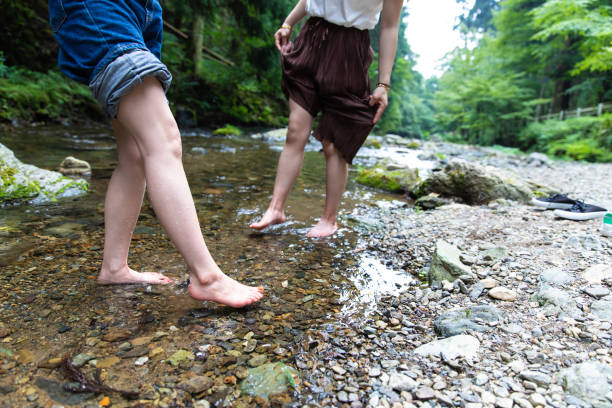 istock 2 women cooling down in cold river 1166214188