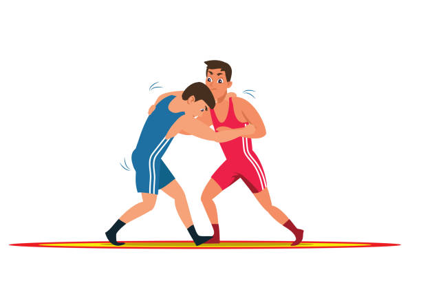 greco roman wrestling płaska ilustracja wektorowa - greco roman stock illustrations